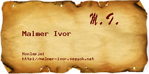 Malmer Ivor névjegykártya